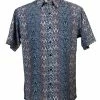Bassiri Short Sleeve Button Down Casual Printed Men's Shirt - Abstract Stripe Pattern Blue #62851