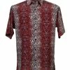 Bassiri Short Sleeve Button Down Casual Printed Men's Shirt - Abstract Stripe Pattern Red #62861