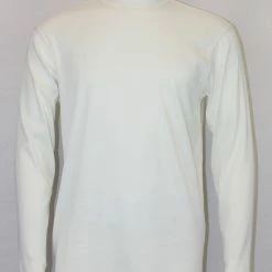 T-Shirts Log In Long Sleeve Mock Neck Men's T-Shirt - Solid Pattern Ivory #628