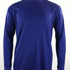 T-Shirts Log In Long Sleeve Mock Neck Men's T-Shirt - Solid Pattern Midnight Blue #628