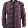 Cheapest 🌟 Bassiri Long Sleeve Button Down Casual Printed Men's 👕 Shirt - ZigZag Pattern Plum #6294 👍 1 Bassiri Long Sleeve Button Down Casual Printed Men's Shirt - ZigZag Pattern Plum #6294