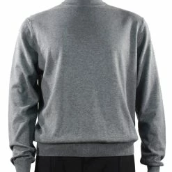 Bassiri Mock Neck Men's Sweater - Solid Pattern Smoke #630