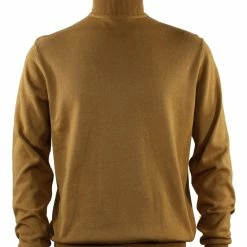 Bassiri Turtle Neck Men's Sweater - Solid Pattern Gold #631 Sweaters