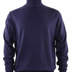 Bassiri Turtle Neck Men's Sweater - Solid Pattern Navy #631