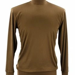 T-Shirts Log In Long Sleeve High Neck Men's T-Shirt - Solid Pattern Cappuccino #632