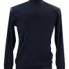 Log In Long Sleeve High Neck Men's T-Shirt - Solid Pattern Navy #632 T-Shirts