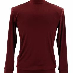 Log In Long Sleeve High Neck Men's T-Shirt - Solid Pattern Plum #632