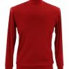T-Shirts Log In Long Sleeve High Neck Men's T-Shirt - Solid Pattern Red #632