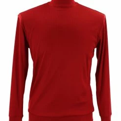 T-Shirts Log In Long Sleeve High Neck Men's T-Shirt - Solid Pattern Red #632