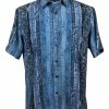 Shirts Bassiri Short Sleeve Button Down Casual Printed Men's Shirt - Stripe Pattern Blue #63371