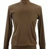 Log In Long Sleeve Turtle Neck Men's T-Shirt - Solid Pattern Cappuccino #633