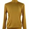 T-Shirts Log In Long Sleeve Turtle Neck Men's T-Shirt - Solid Pattern Gold #633