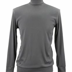 Log In Long Sleeve Turtle Neck Men's T-Shirt - Solid Pattern Grey #633