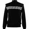 Bassiri Mock Neck Men's Sweater - Greek Key Pattern Black & White #634