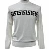 Sweaters Bassiri Mock Neck Men's Sweater - Greek Key Pattern White #634