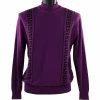 Bassiri Mock Neck Men's Sweater - Greek Key Pattern Purple #636 Sweaters