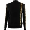 Bassiri Mock Neck Men's Sweater - Maze Pattern Black & Gold #637 Sweaters