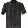 Bassiri Short Sleeve Button Down Casual Printed Men's Shirt - Diamonds Pattern Red & Black #63841