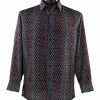 Bassiri Long Sleeve Button Down Casual Printed Men's Shirt - Diamonds Pattern Red #6384 Shirts