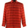 Bassiri Long Sleeve Button Down Casual Printed Men's Shirt - Diamonds Pattern Red #6388