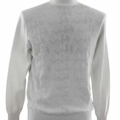 Bassiri Mock Neck Men's Sweater - Overall Pattern White #638