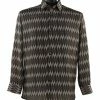 Shirts Bassiri Long Sleeve Button Down Casual Printed Men's Shirt - Diamonds Pattern Brown #6390
