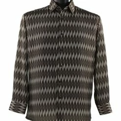 Shirts Bassiri Long Sleeve Button Down Casual Printed Men's Shirt - Diamonds Pattern Brown #6390