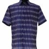 Bassiri Short Sleeve Button Down Casual Printed Men's Shirt - Diamonds Pattern Royal Blue #63911