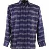 Bassiri Long Sleeve Button Down Casual Printed Men's Shirt - Diamonds Pattern Royal Blue #6391 Shirts