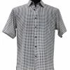 Shirts Bassiri Short Sleeve Button Down Casual Printed Men's Shirt - Square Pattern White #64111