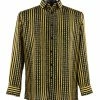 Shirts Bassiri Long Sleeve Button Down Casual Printed Men's Shirt - Multi Stripe Pattern Yellow #6420
