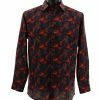Bassiri Long Sleeve Button Down Casual Printed Men's Shirt - Abstract Pattern Red #6423