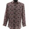 Bassiri Long Sleeve Button Down Casual Printed Men's Shirt - Abstract Pattern Pink #6424 Shirts