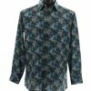 Bassiri Long Sleeve Button Down Casual Printed Men's Shirt - Abstract Pattern Blue #6426 Shirts