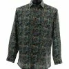 Bassiri Long Sleeve Button Down Casual Printed Men's Shirt - Abstract Pattern Sea Green #6427