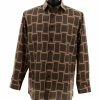 Bassiri Long Sleeve Button Down Casual Printed Men's Shirt - Geometric Pattern Butter #6428