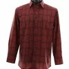 Shirts Bassiri Long Sleeve Button Down Casual Printed Men's Shirt - Geometric Pattern Red #6430