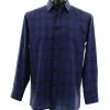 Bassiri Long Sleeve Button Down Casual Printed Men's Shirt - Geometric Pattern Royal Blue #6431 Shirts