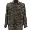 Shirts Bassiri Long Sleeve Button Down Casual Printed Men's Shirt - Geometric Pattern Brown #6440