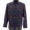 Bassiri Long Sleeve Button Down Casual Printed Men's Shirt - Geometric Pattern Multi #6442