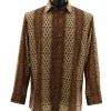 Shirts Bassiri Long Sleeve Button Down Casual Printed Men's Shirt - Circle Stripe Pattern Rust #6448