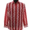 Shirts Bassiri Long Sleeve Button Down Casual Printed Men's Shirt - Harlequin Pattern Red #6454