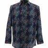 Bassiri Long Sleeve Button Down Casual Printed Men's Shirt - Cheetah Pattern Navy #6458 Shirts