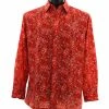 Shirts Bassiri Long Sleeve Button Down Casual Printed Men's Shirt - Cheetah Pattern Red #6459