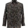 Shirts Bassiri Long Sleeve Button Down Casual Printed Men's Shirt - Cheetah Pattern Black #6462