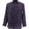 Bassiri Long Sleeve Button Down Casual Printed Men's Shirt - Cheetah Pattern Purple #6463