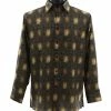 Bassiri Long Sleeve Button Down Casual Printed Men's Shirt - Greek Key Pattern Gold #6474