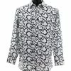 Shirts Bassiri Long Sleeve Button Down Casual Printed Men's Shirt - Squiggles Pattern Grey #6475