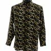 Bassiri Long Sleeve Button Down Casual Printed Men's Shirt - Squiggles Pattern Yellow #6478