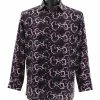 Bassiri Long Sleeve Button Down Casual Printed Men's Shirt - Squiggles Pattern Purple #6479